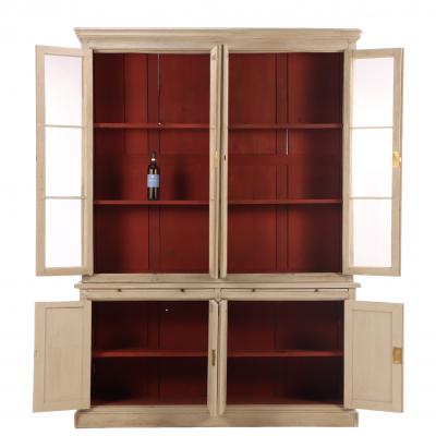 19th Century French Painted Two Piece Bookcase Cabinet