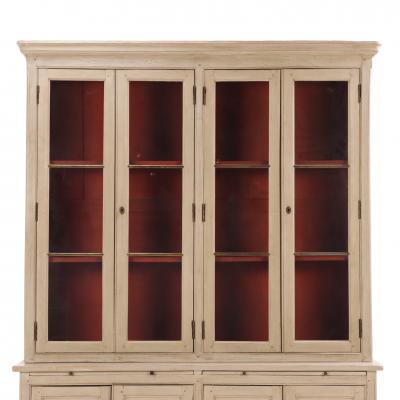 19th Century French Painted Two Piece Bookcase Cabinet