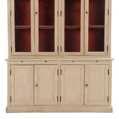 19th Century French Painted Two Piece Bookcase Cabinet