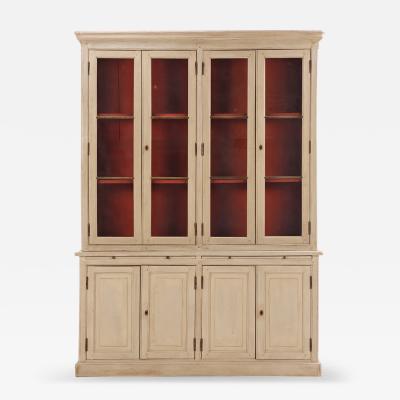 19th Century French Painted Two Piece Bookcase Cabinet