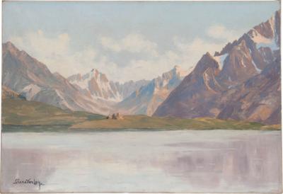 19th Century French Painting of a Mountain View