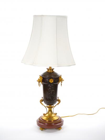 19th Century French Patinated and Gilt Bronze Urn Shape Table Lamps circa 1855