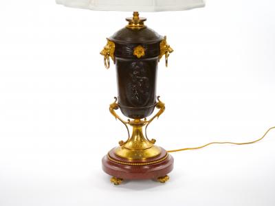19th Century French Patinated and Gilt Bronze Urn Shape Table Lamps circa 1855
