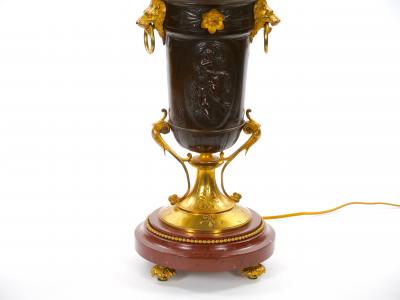 19th Century French Patinated and Gilt Bronze Urn Shape Table Lamps circa 1855