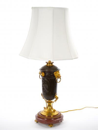 19th Century French Patinated and Gilt Bronze Urn Shape Table Lamps circa 1855