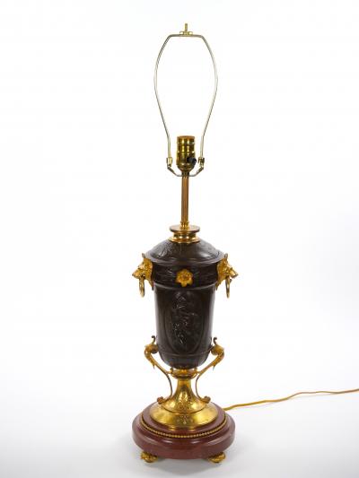 19th Century French Patinated and Gilt Bronze Urn Shape Table Lamps circa 1855