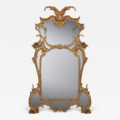 19th Century French Rococo Carved Giltwood Mirror c 1860