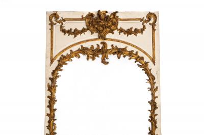 19th Century French Rococo Louis XV Carved Giltwood Trumeau Mirror 80 H