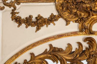 19th Century French Rococo Louis XV Carved Giltwood Trumeau Mirror 80 H