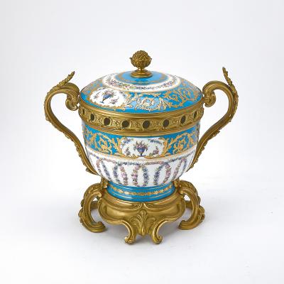 19th Century French S vres Porcelain Covered Decorative Potpourri Urn