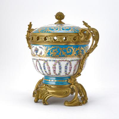 19th Century French S vres Porcelain Covered Decorative Potpourri Urn