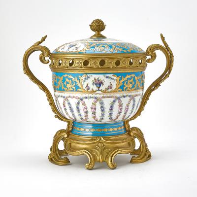 19th Century French S vres Porcelain Covered Decorative Potpourri Urn