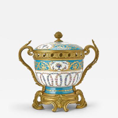 19th Century French S vres Porcelain Covered Decorative Potpourri Urn