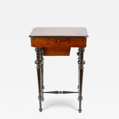 19th Century French Victorian Style Walnut Ebonized Work Table