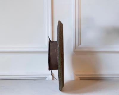 19th Century French Wall Clock with Aged Green Patina