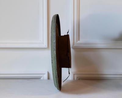 19th Century French Wall Clock with Aged Green Patina