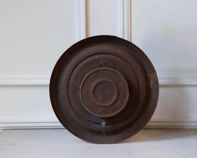 19th Century French Wall Clock with Aged Green Patina