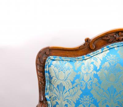 19th Century French Walnut Upholstered Three Seat Settee