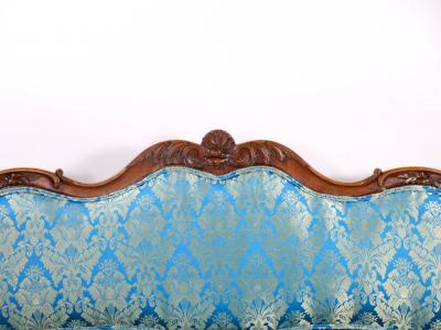 19th Century French Walnut Upholstered Three Seat Settee