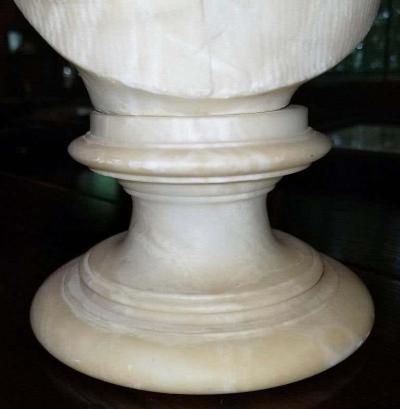 19th Century French White Alabaster Bust of Lady in Bonnet