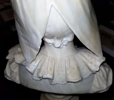 19th Century French White Alabaster Bust of Lady in Bonnet