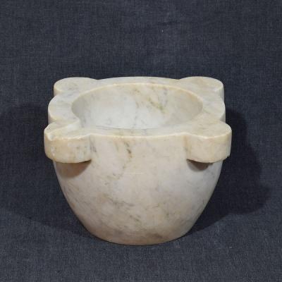 19th Century French White Marble Mortar