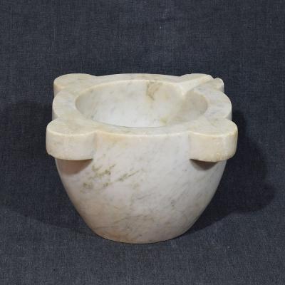 19th Century French White Marble Mortar