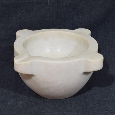 19th Century French White Marble Mortar