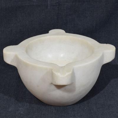 19th Century French White Marble Mortar