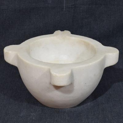 19th Century French White Marble Mortar