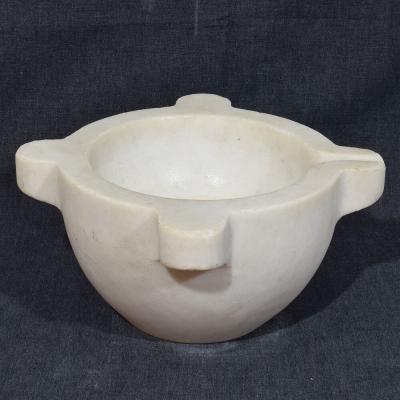 19th Century French White Marble Mortar