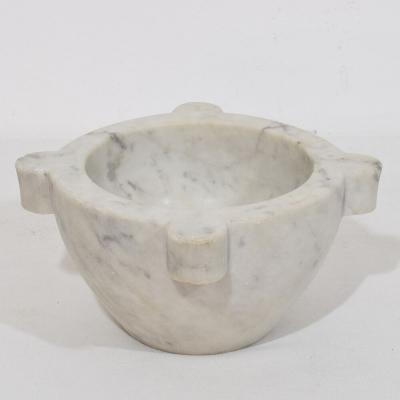 19th Century French White Marble Mortar