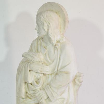 19th Century French White Marble Statue Of Saint John