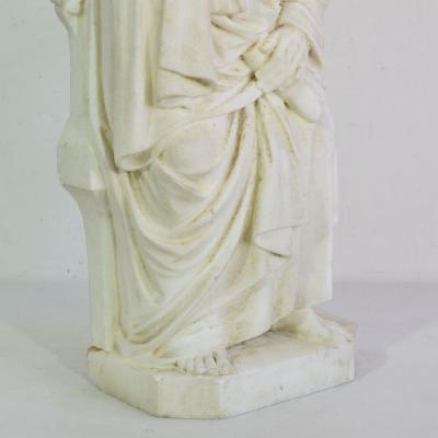 19th Century French White Marble Statue Of Saint John