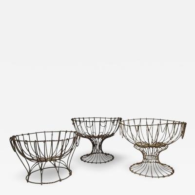 19th Century French Wire Bakery Baskets Set Of Three