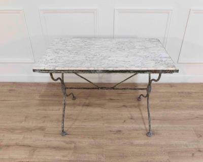 19th Century French Wrought Iron Table with Marble Top Signed Emile Paul