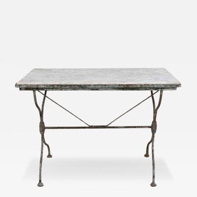 19th Century French Wrought Iron Table with Marble Top Signed Emile Paul