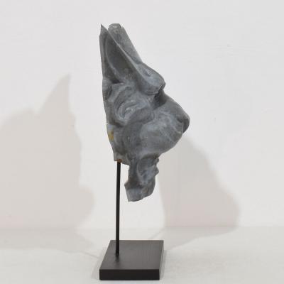 19th Century French Zinc Lion Head Fragment
