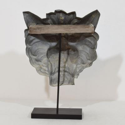 19th Century French Zinc Lion Head Fragment