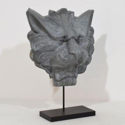 19th Century French Zinc Lion Head Fragment