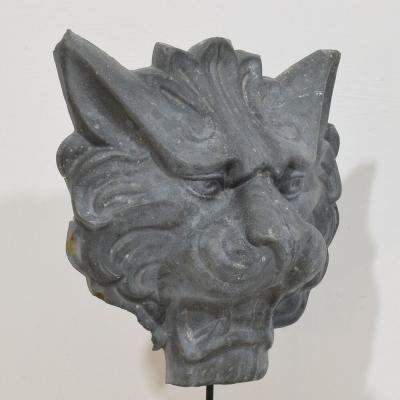 19th Century French Zinc Lion Head Fragment