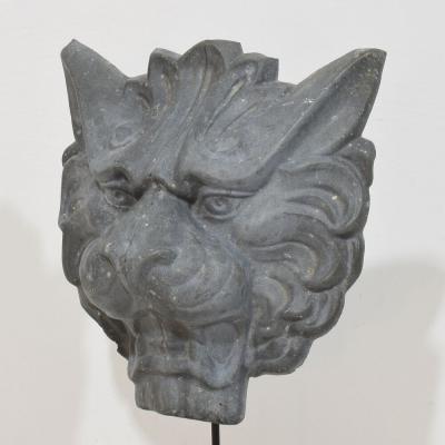 19th Century French Zinc Lion Head Fragment