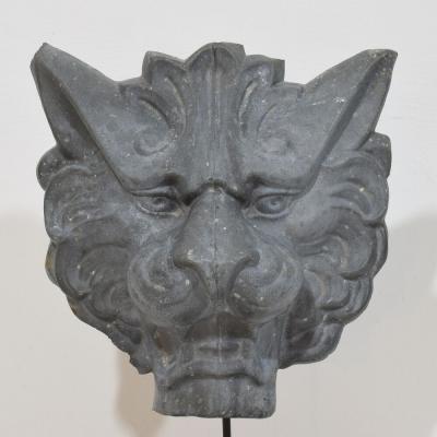19th Century French Zinc Lion Head Fragment
