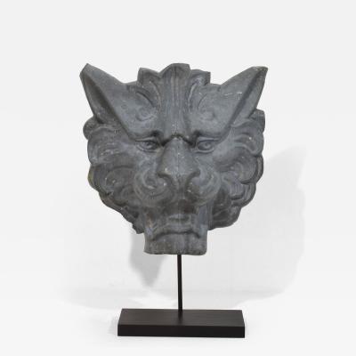 19th Century French Zinc Lion Head Fragment