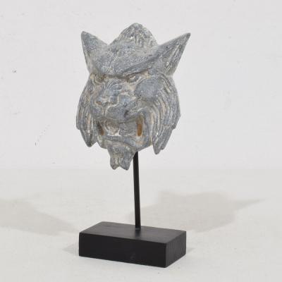 19th Century French Zinc Mythical Lion Wolf Head Fragment