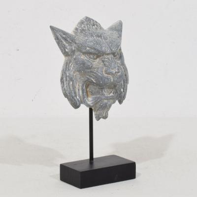 19th Century French Zinc Mythical Lion Wolf Head Fragment