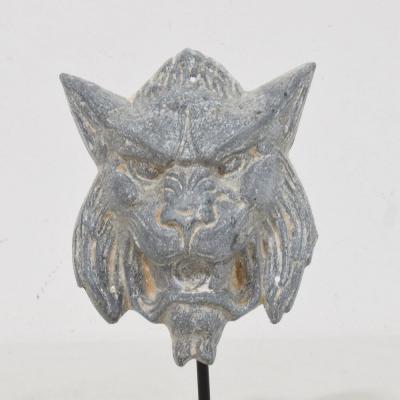19th Century French Zinc Mythical Lion Wolf Head Fragment