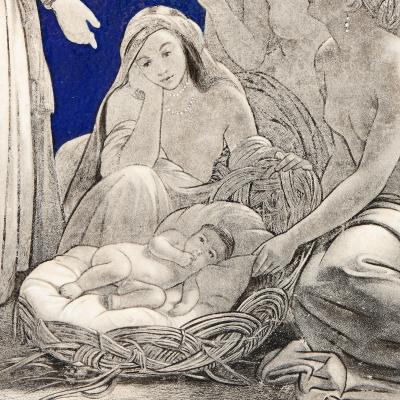 19th Century French enamel plaque depicting The Finding of Moses