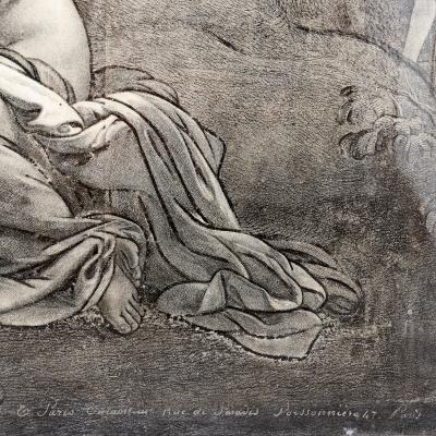 19th Century French enamel plaque depicting The Finding of Moses