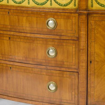 19th Century George III Style Painted Satinwood Demi Lune Commode Credenzas